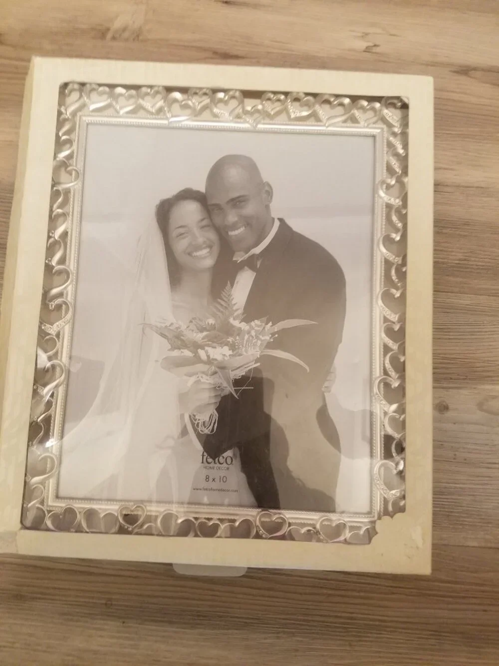 Fetco Silver Heart-Trim Photo Frame With Diamond Accents Border Heart 8x10